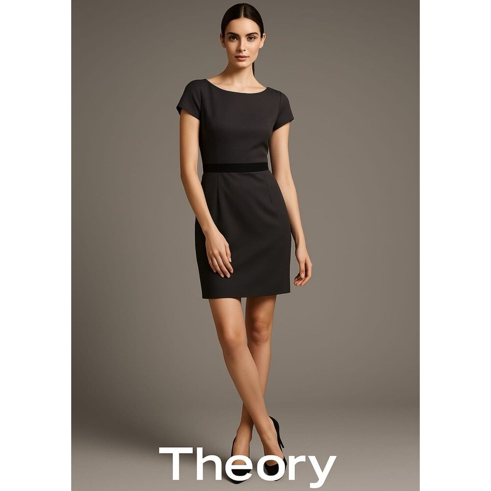 Theory JOENA Short Dress‎ Size 12 Gray Fit Flare A-Line Cap Sleeve 91075604
